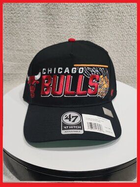 '47 Chicago Bulls Black Red Snapback with Embroidered Team Logo